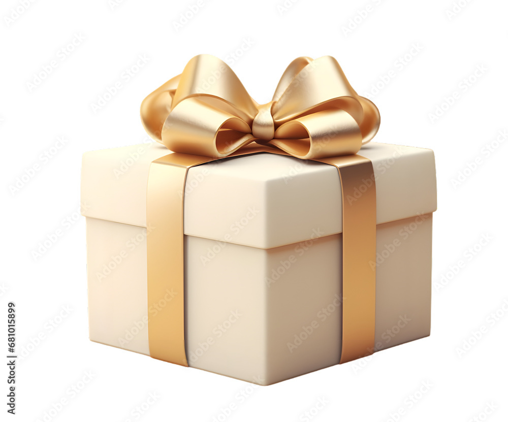 Gift box with golden bow isolated on transparent background Gift box with golden bow isolated on transparent background