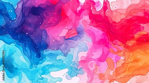 Abstract colorful rainbow color painting illustration watercolor splashes