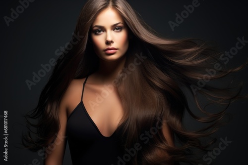 Mysterious Beauty: A Woman with Long Hair in a Black Dress