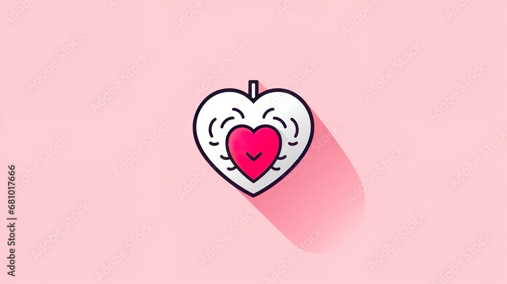 Head and brain outline with heart concept. illustration in flat design ...