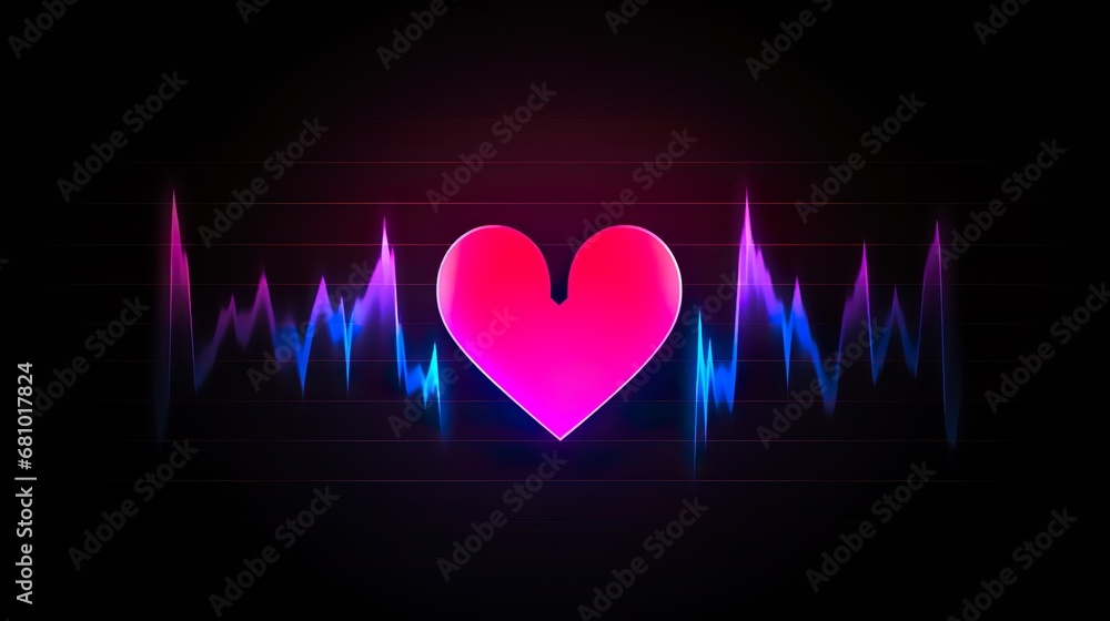 Heartbeat / heart beat pulse flat vector icon for medical apps and websites - obrazy, fototapety, plakaty 