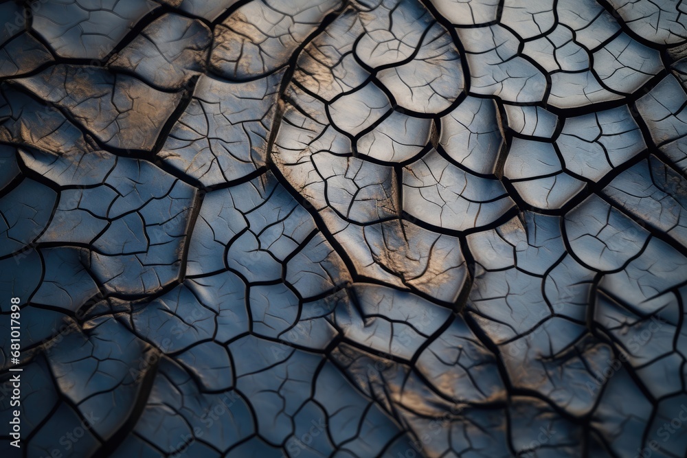 A Cracked Surface Revealing Intricate Patterns and Textures