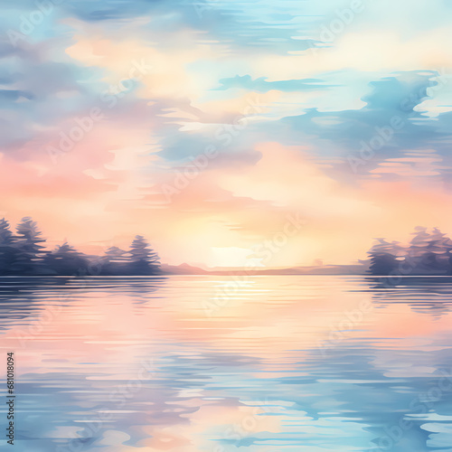 a soft gradient portraying reflections on a tranquil lake © Cao