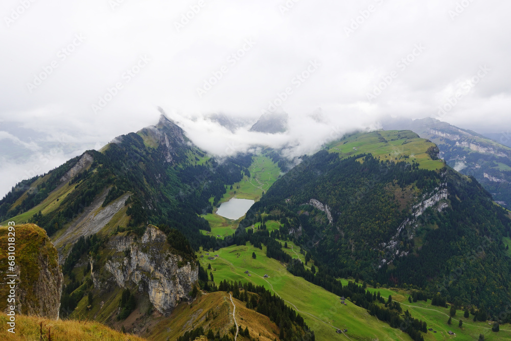 The view from Hoher Kasten mountain, the Swiss Alps	