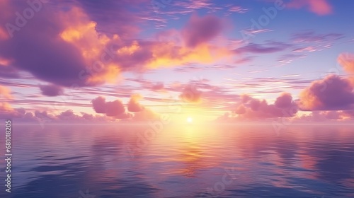 Aerial view sunset sky, Nature beautiful Light Sunset or sunrise over sea, Colorful dramatic majestic scenery Sky with Amazing clouds and waves in sunset sky purple light cloud background  © Jalal