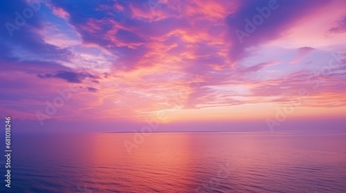 Aerial view sunset sky, Nature beautiful Light Sunset or sunrise over sea, Colorful dramatic majestic scenery Sky with Amazing clouds and waves in sunset sky purple light cloud background  © Jalal