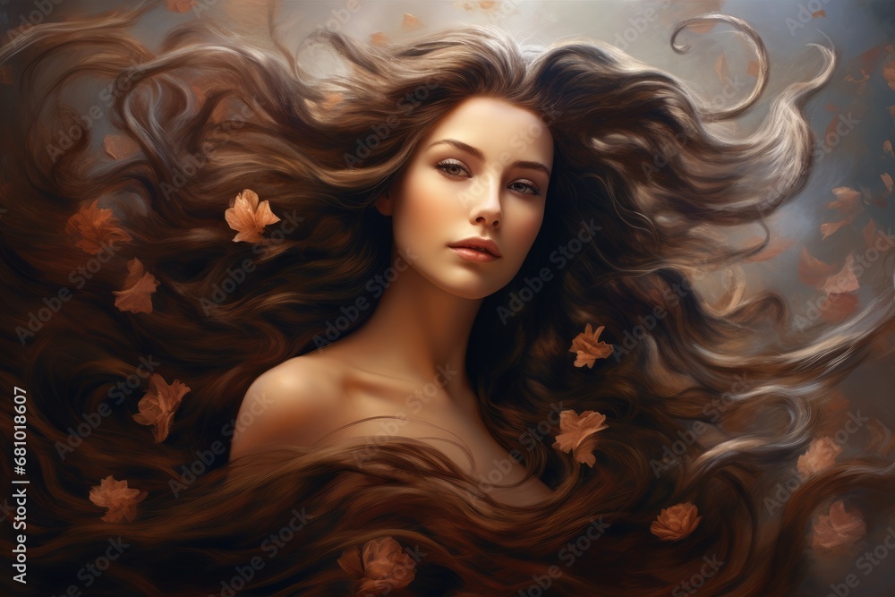 A Captivating Portrait: Woman with Flowing Locks