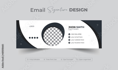 Minimalist email signature or footer template design with photo places