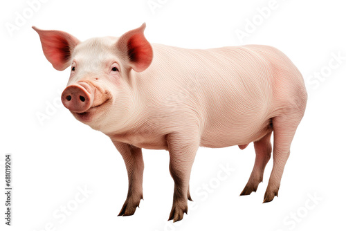 a high quality stock photograph of a single pig full body isolated on a white background