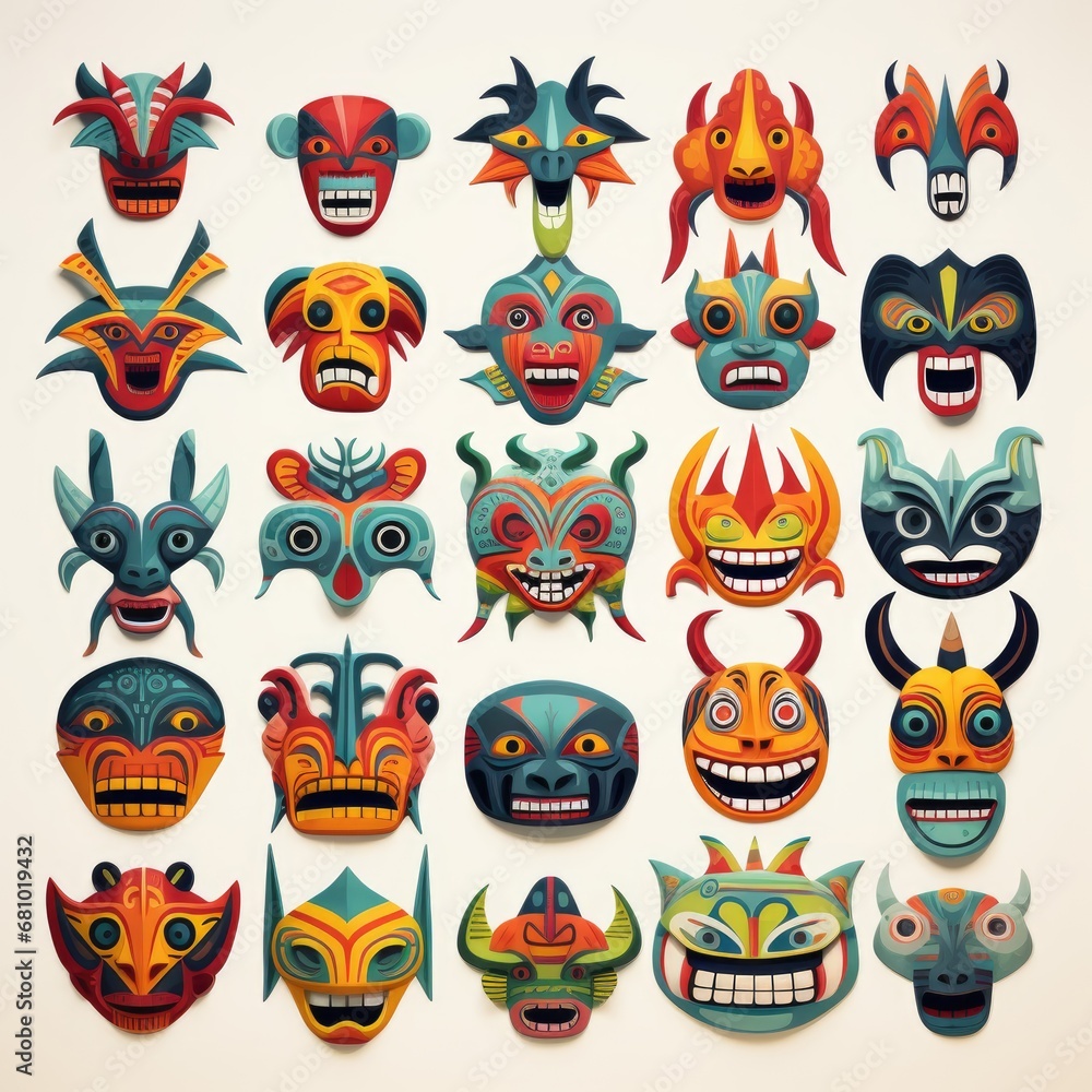 custom made wallpaper toronto digitalA Collection of Colorful Masks on a Table