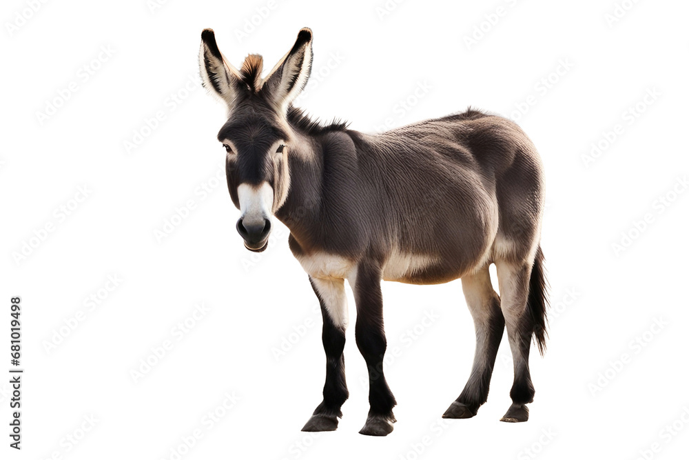 a high quality stock photograph of single laughing satisfied happy donkey full body isolated on a white background a high quality stock photograph of single laughing satisfied happy donkey full body isolated on a white background