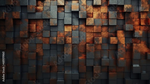 Ancient rustic grungy parchment metal cubic texture background