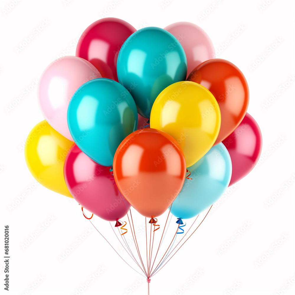 Colorful balloons isolated on white, ai technology Colorful balloons isolated on white, ai technology