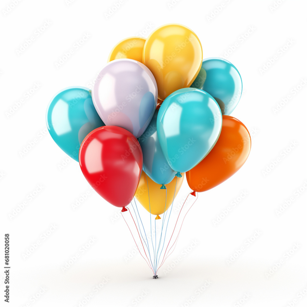 Colorful balloons isolated on white, ai technology Colorful balloons isolated on white, ai technology