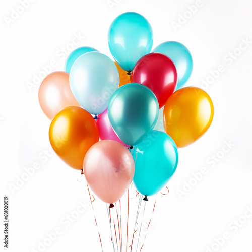 Colorful balloons isolated on white, ai technology