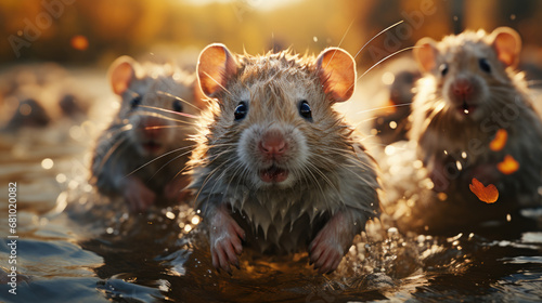 Running rats. Action wildlife scene with animal. © Ruslan Gilmanshin