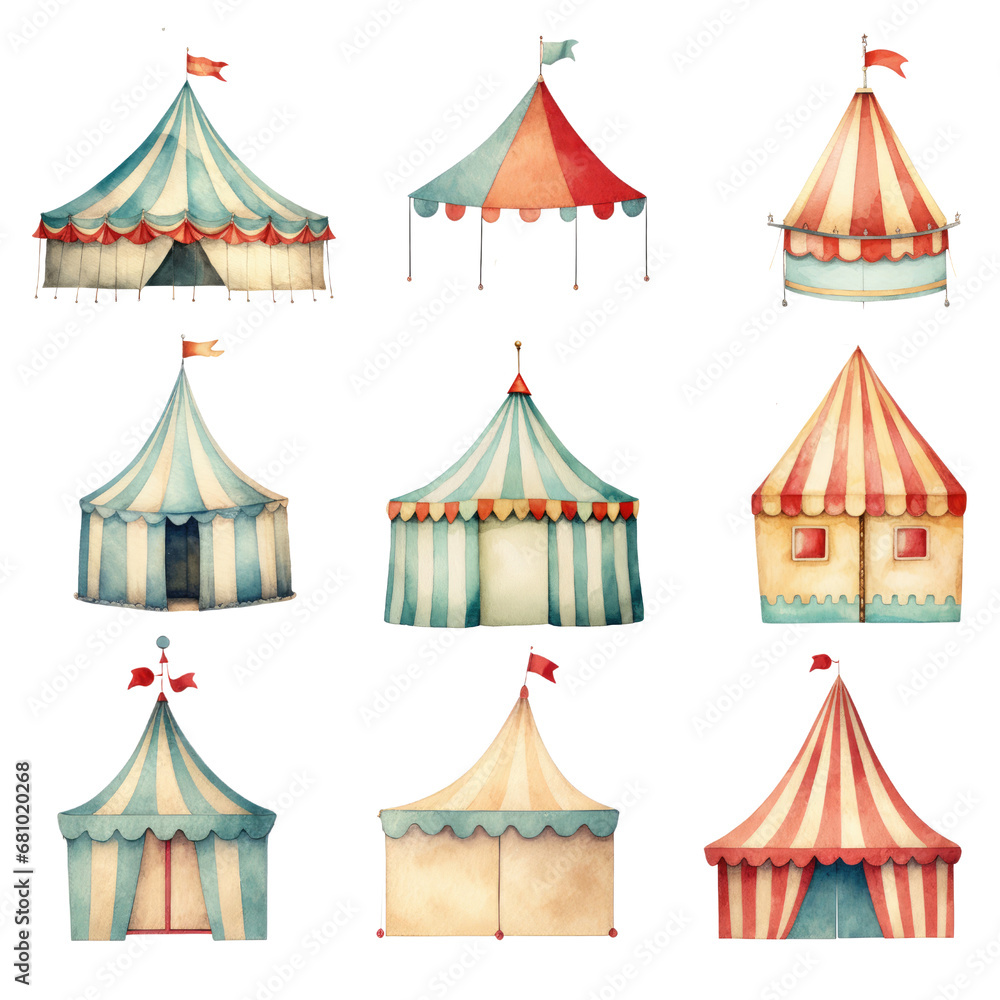 Circus tent watercolor illustration car clipart PNG 300 DPI Crop image ...