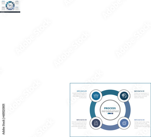 Circle chart infographic template with 4 options for presentations, advertising, layouts, annual reports. Vector illustration.