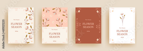 Universal background template with floral elements. Beautiful banners with flowers design. Vector illustration for card, banner, invitation, social media post, poster, mobile apps, advertising