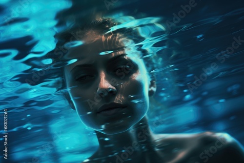 Submerged Serenity: A Tranquil Image of a Woman in the Water