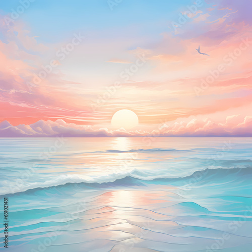 soft hues capturing the serene colors of an ocean sunrise