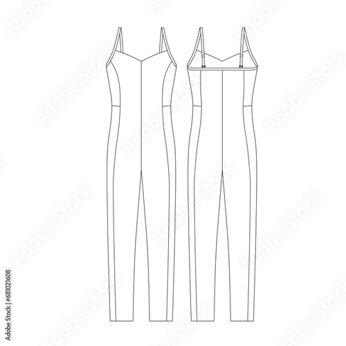 template legging jumpsuit vector illustration flat design outline clothing collection