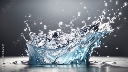 "Water Splash on White Background: Photorealistic Stock Photo