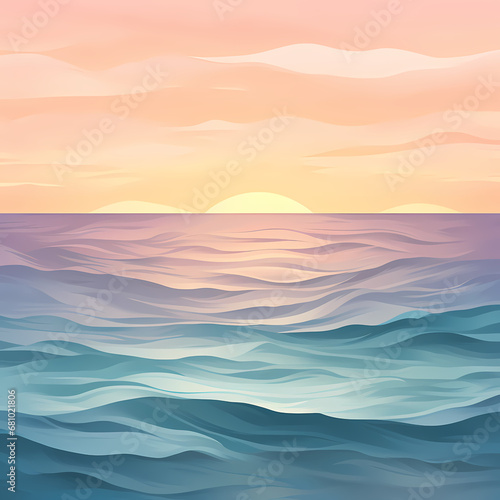 soft hues capturing the serene colors of an ocean sunset