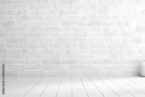 A Minimalist Oasis  A White Room with a Brick Wall and White Floor