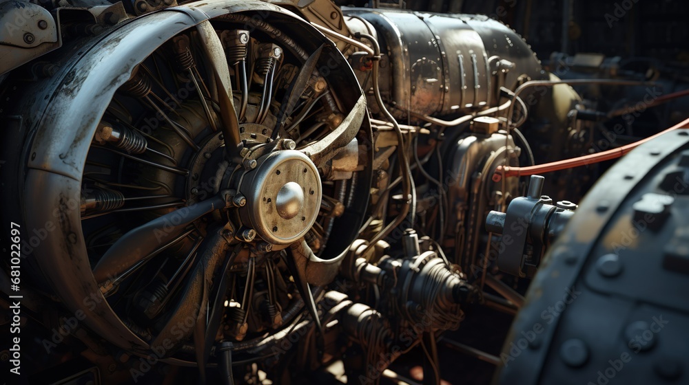Fototapeta premium Aircraft engine. Aircraft engine repair and maintenance