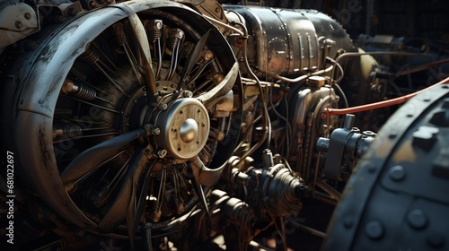 Aircraft engine. Aircraft engine repair and maintenance © Damerfie