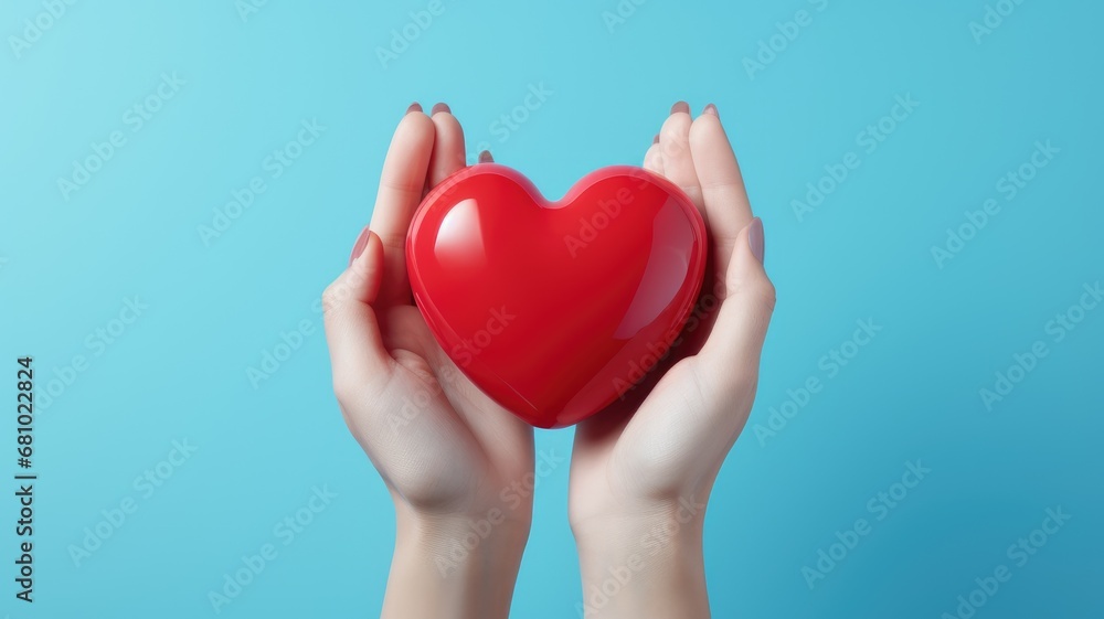 Love and Devotion: A Symbolic Gesture of Two Hands Holding a Red Heart Love and Devotion: A Symbolic Gesture of Two Hands Holding a Red Heart