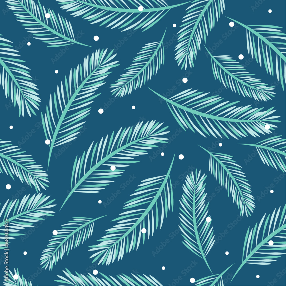 Vector seamless pattern with conifers branches