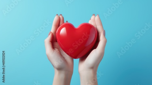 Love and Devotion  A Symbolic Gesture of Two Hands Holding a Red Heart