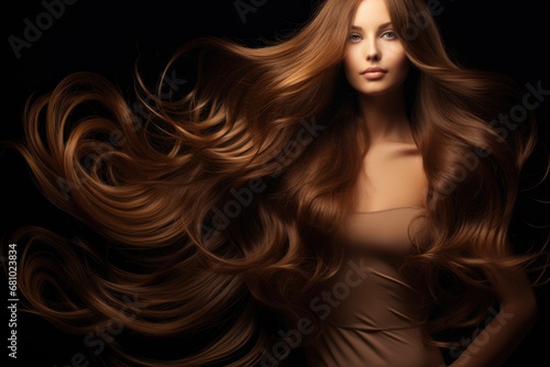 A Captivating Beauty With Flowing Chestnut Locks © pham