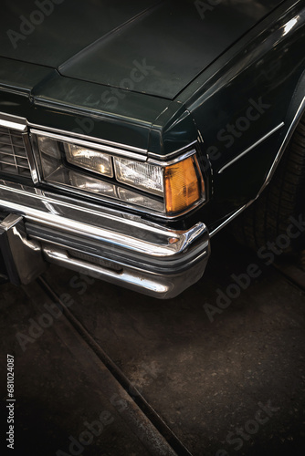 Close-up photo of an old classic car