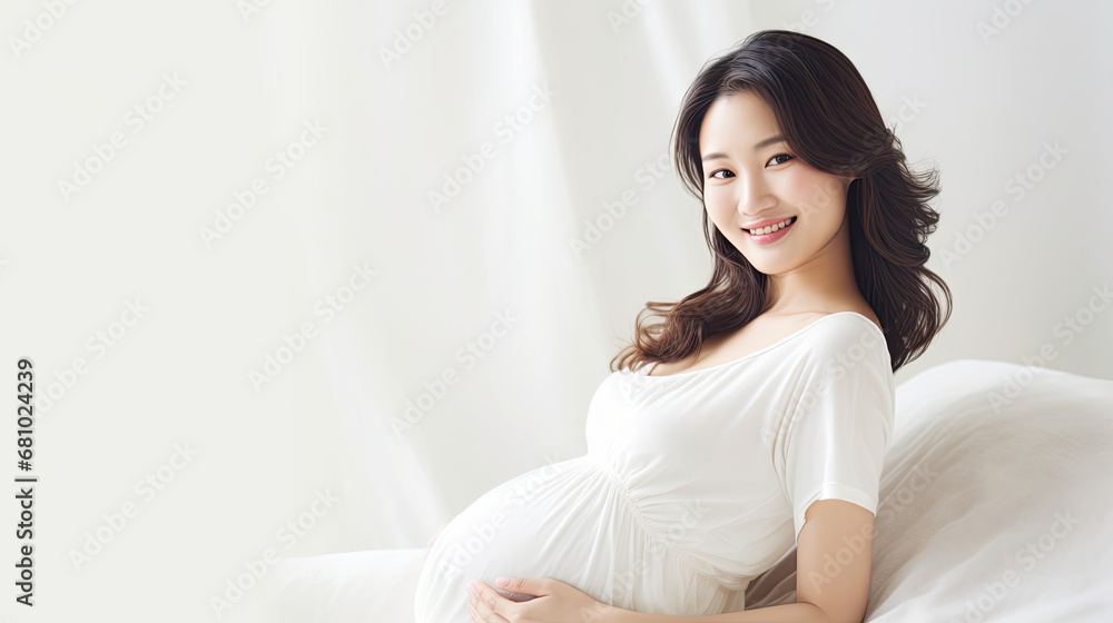 Pregnant woman, happy and smiling woman Pregnant woman, happy and smiling woman
