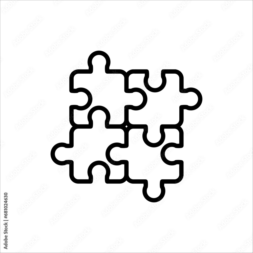 Puzzle icon. Teamwork symbol. Plugins sign. Logo template for website, ui, app. Outline, flat, and colored style. Vector illustration on white background Puzzle icon. Teamwork symbol. Plugins sign. Logo template for website, ui, app. Outline, flat, and colored style. Vector illustration on white background