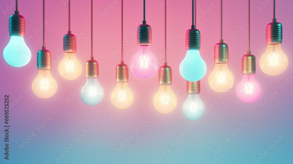 a display with many light bulbs hanging from a window