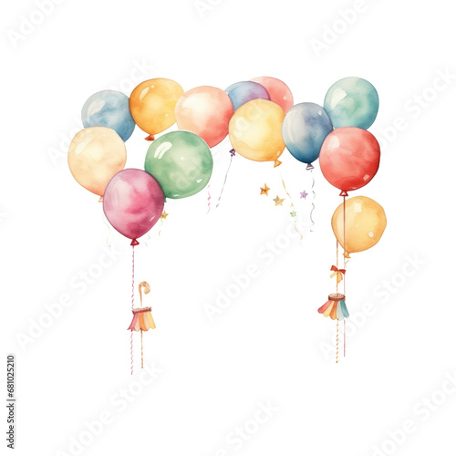 Watercolor air balloons in circus, hand drawn isolated on a white background clipart crop use PNG 300 DPI