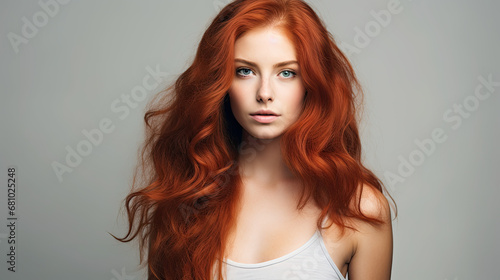 Woman with red healthy hair, Healthy Hair Banner 
