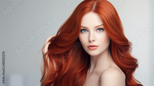 Woman with red healthy hair, Healthy Hair Banner 