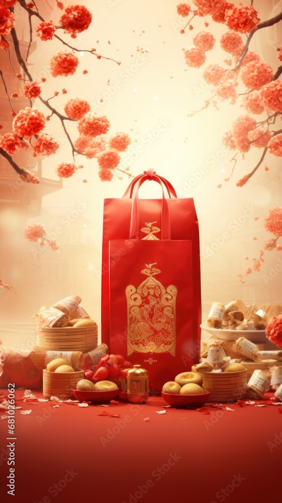 custom made wallpaper toronto digitalSpring Festival theme scene red lucky bag red packet with red background