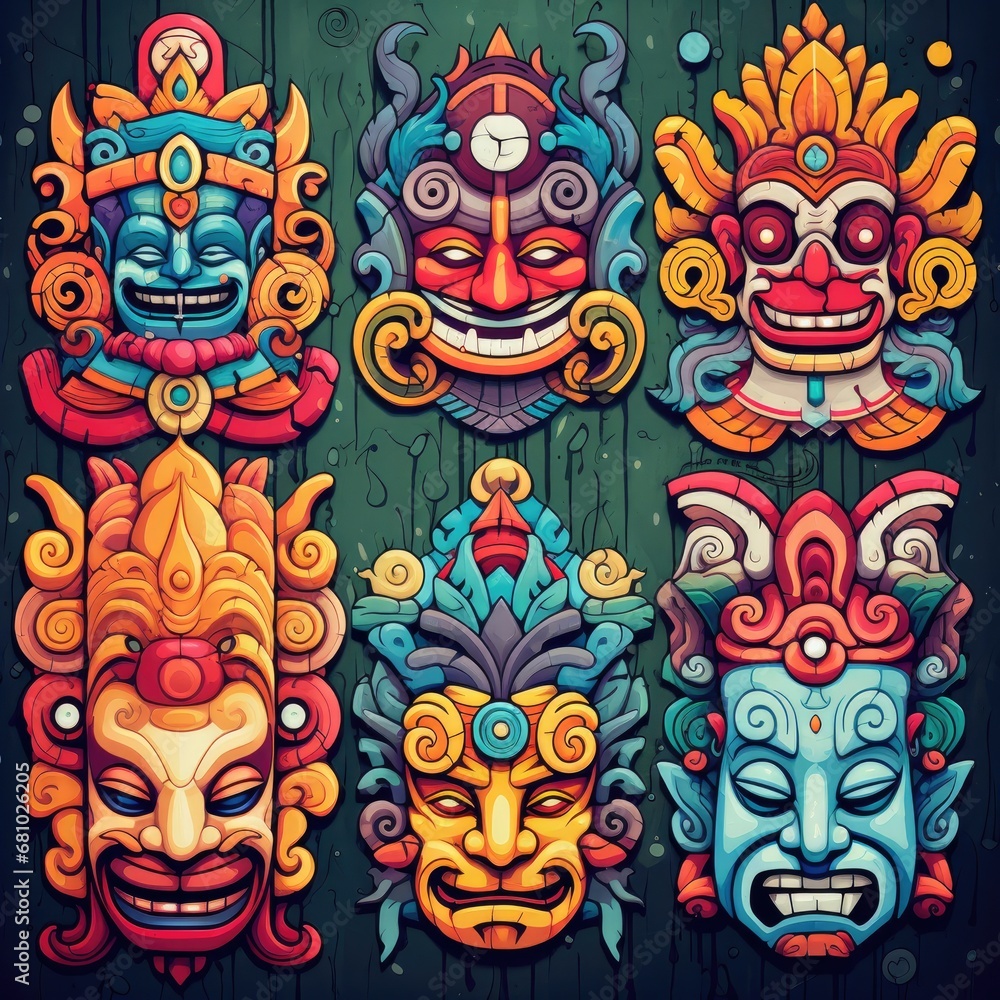 A Colorful Collection of Masks with Unique and Intricate Designs