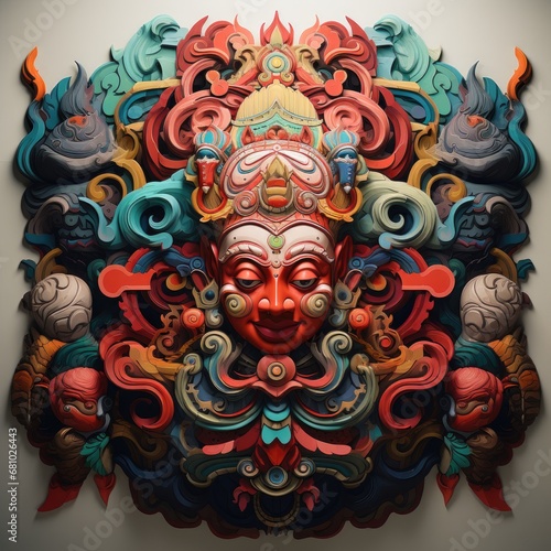 A Vibrant Mask Adorning the Wall with a Splash of Colors