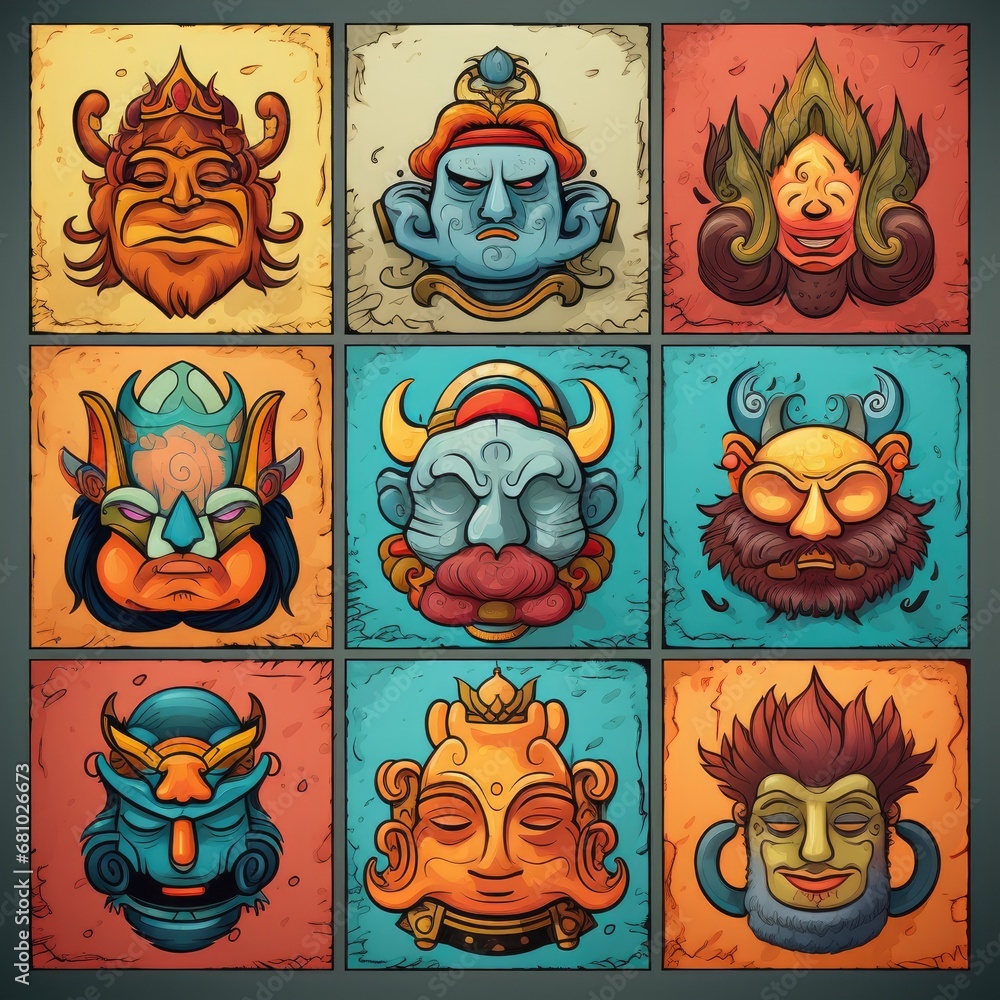 A Collection of Colorful Cartoon Faces Expressing a Range of Emotions