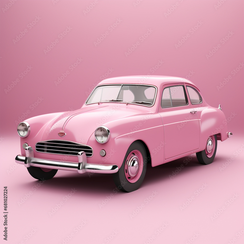 Pink perfection: a car that stands out in a sea of ordinary backgrounds.