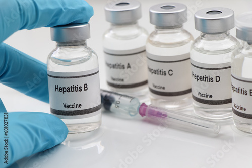 Hepatitis B vaccine in a vial, immunization and treatment of infection photo