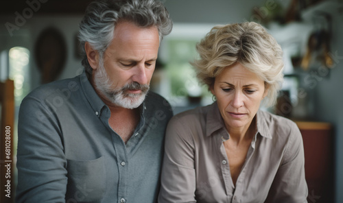 Mature Couple Man Woman Worried Sad or Distressed