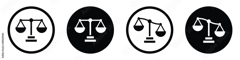 Scale set icon. Law icon. Justice icon, vector illustration Scale set icon. Law icon. Justice icon, vector illustration
